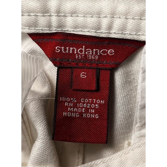 Sundance White Cargo Utility‎ Crop Pants 100% Cotton Sz 6 - Picture 15 of 16